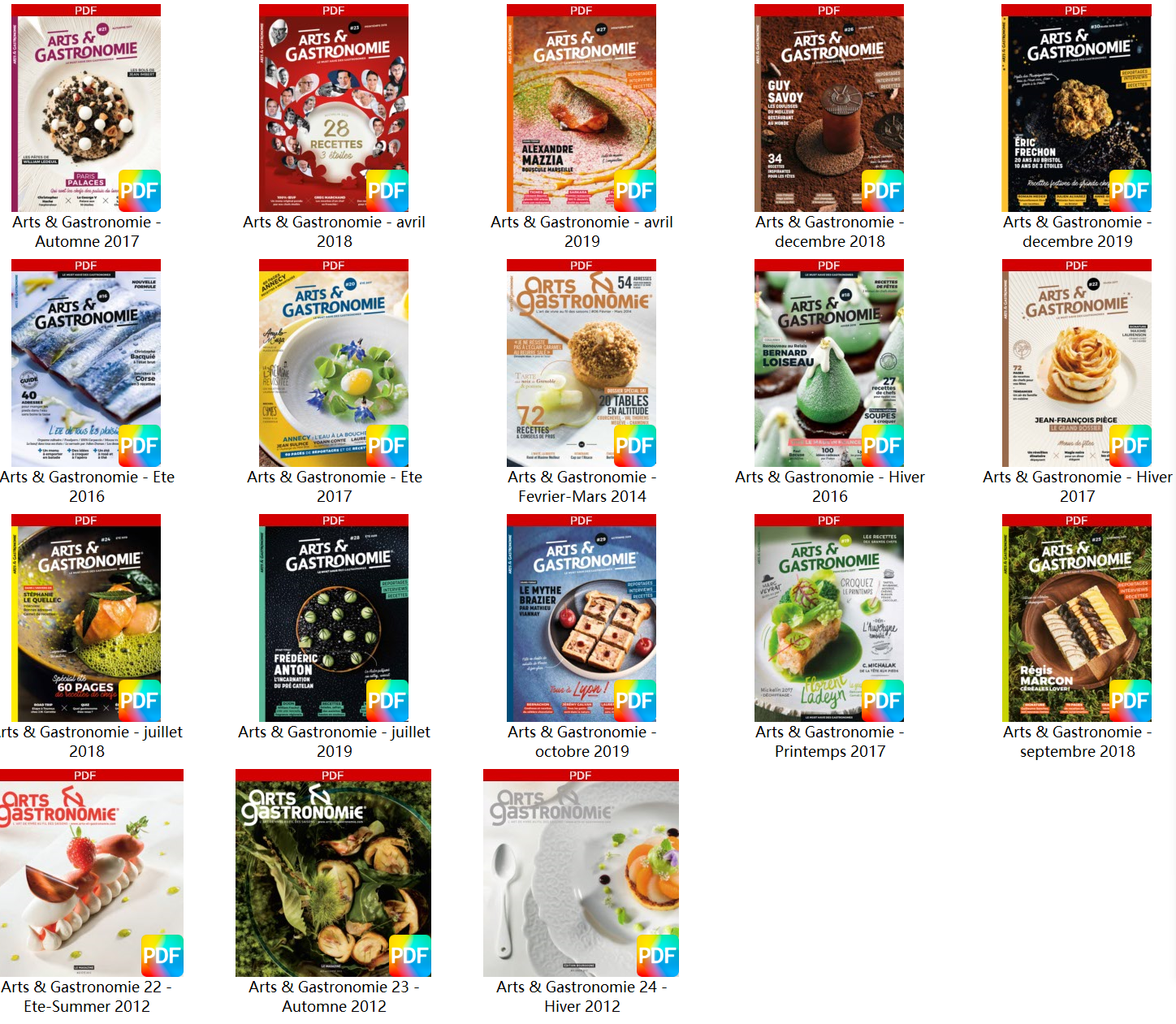 [法国版]Arts & Gastronomie高端西餐烹饪艺术2012-2019美食烘培杂志(18本合集)